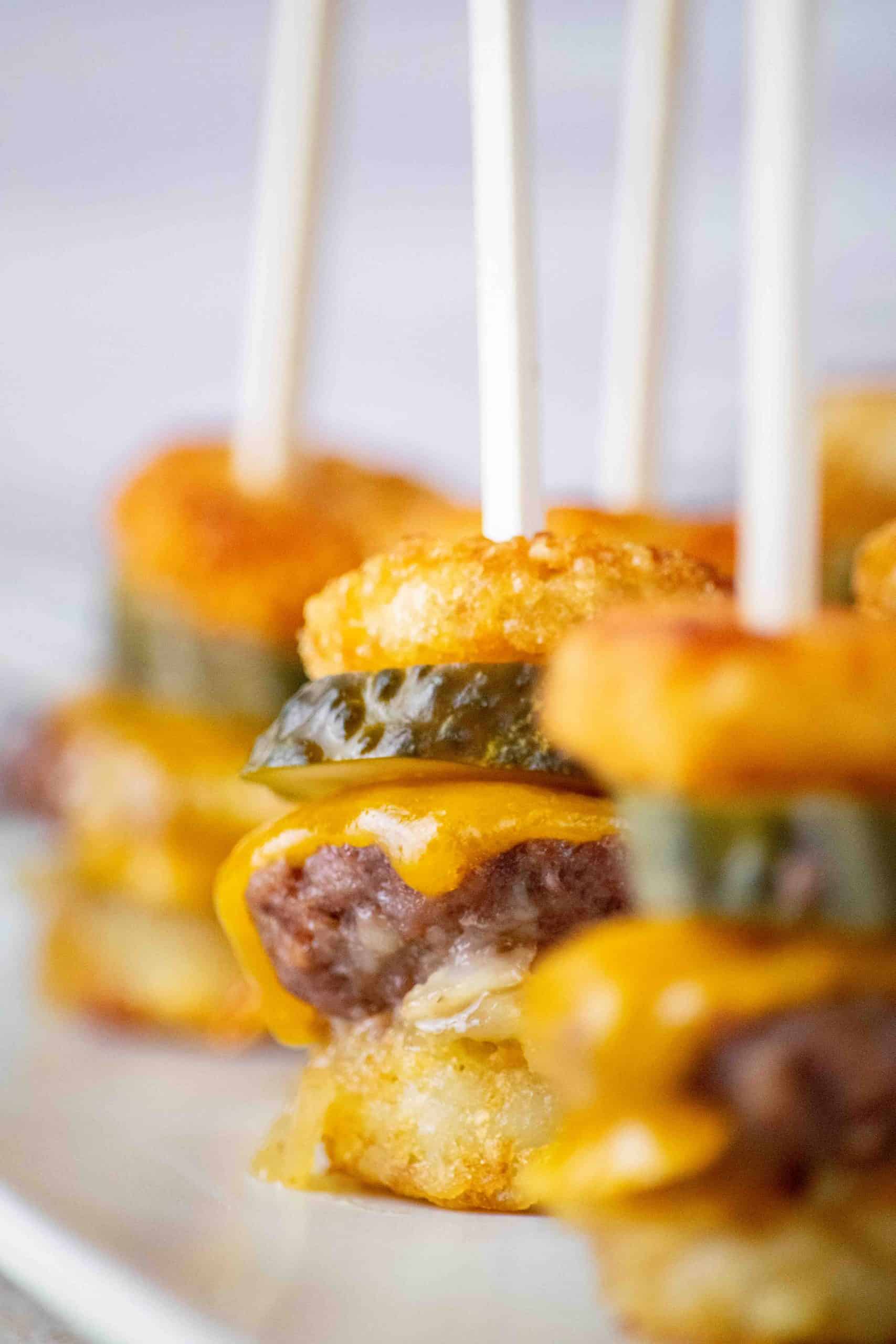 Tater Tot Mini Cheeseburger Bites Party Appetizer
