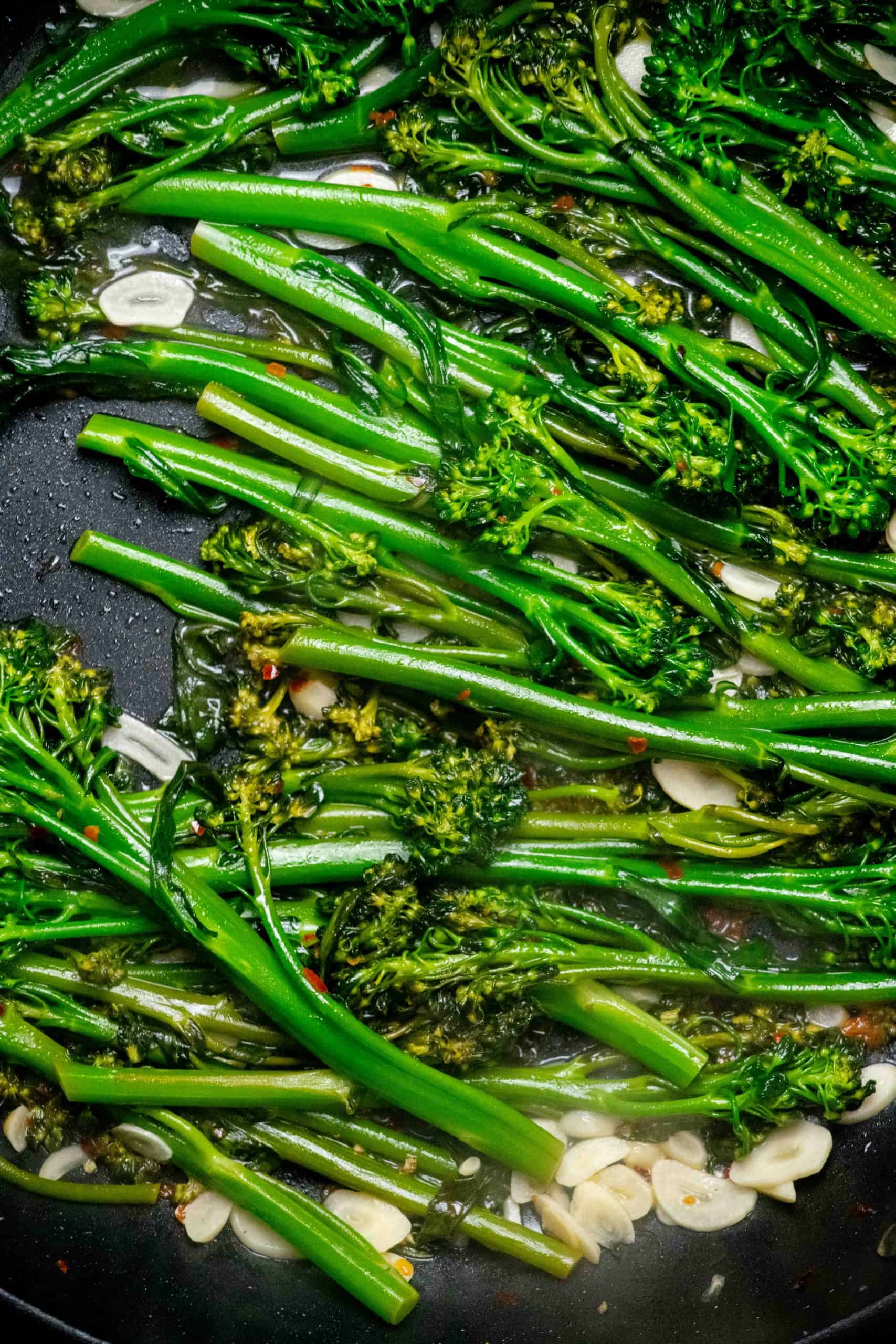 sauteed broccolini and garlic