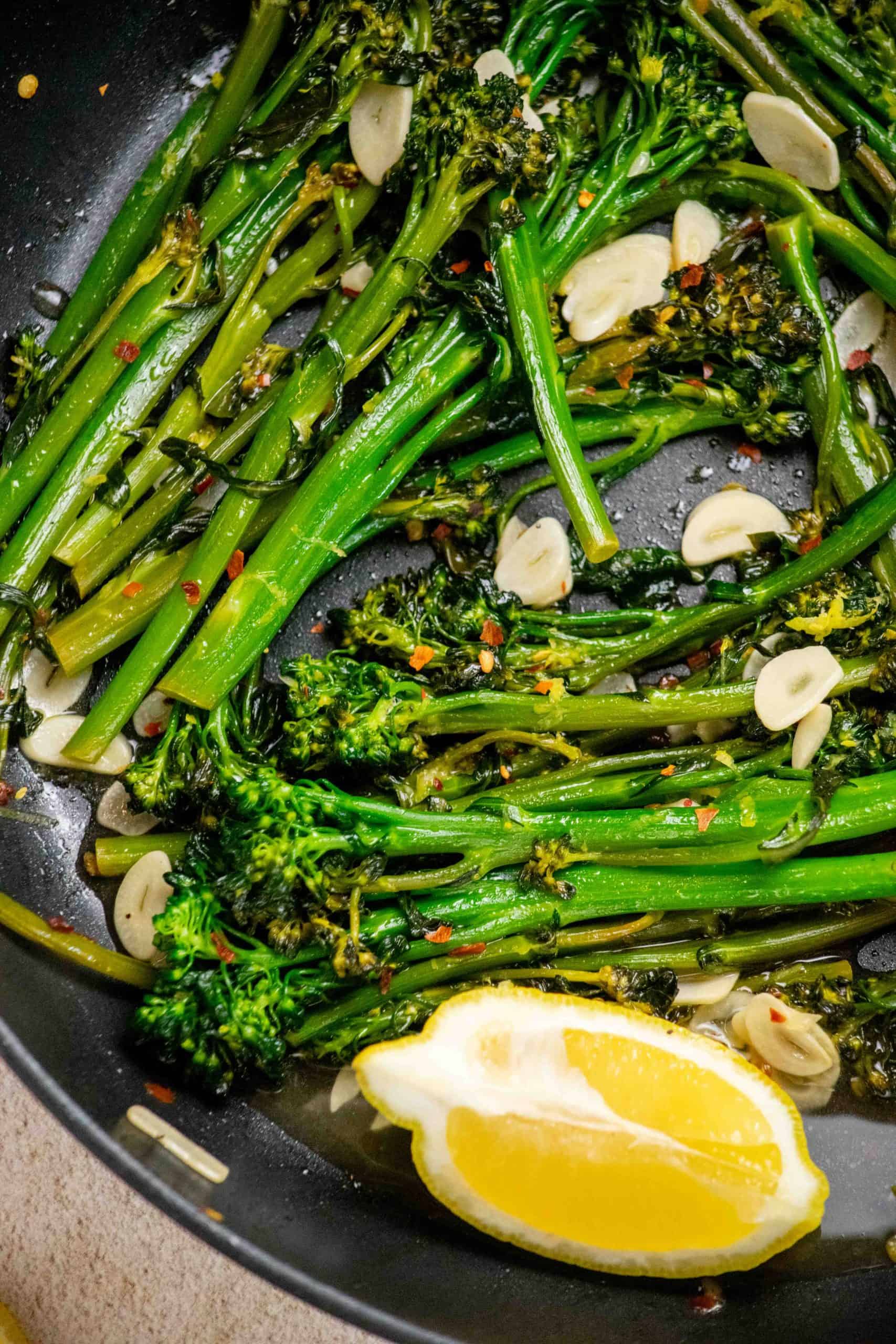 sauteed broccolini and garlic