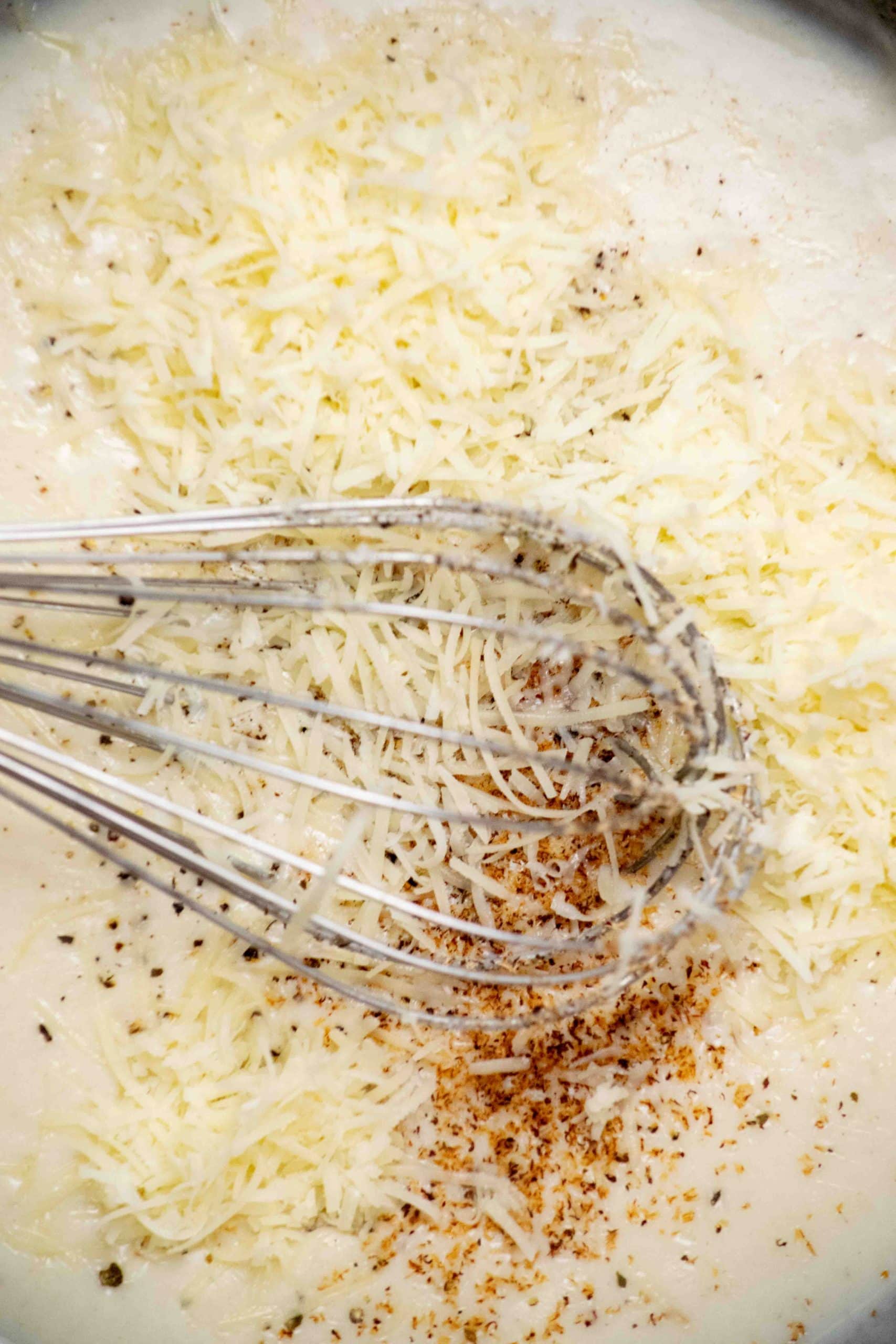 whisking mornay sauce