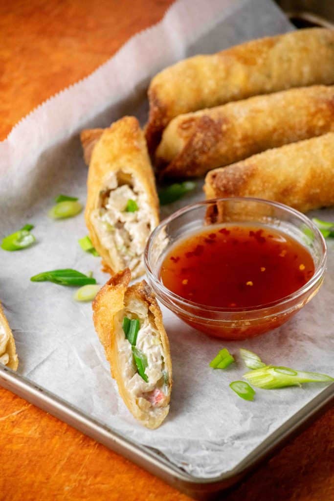 slice and serve with sweet chili sauce