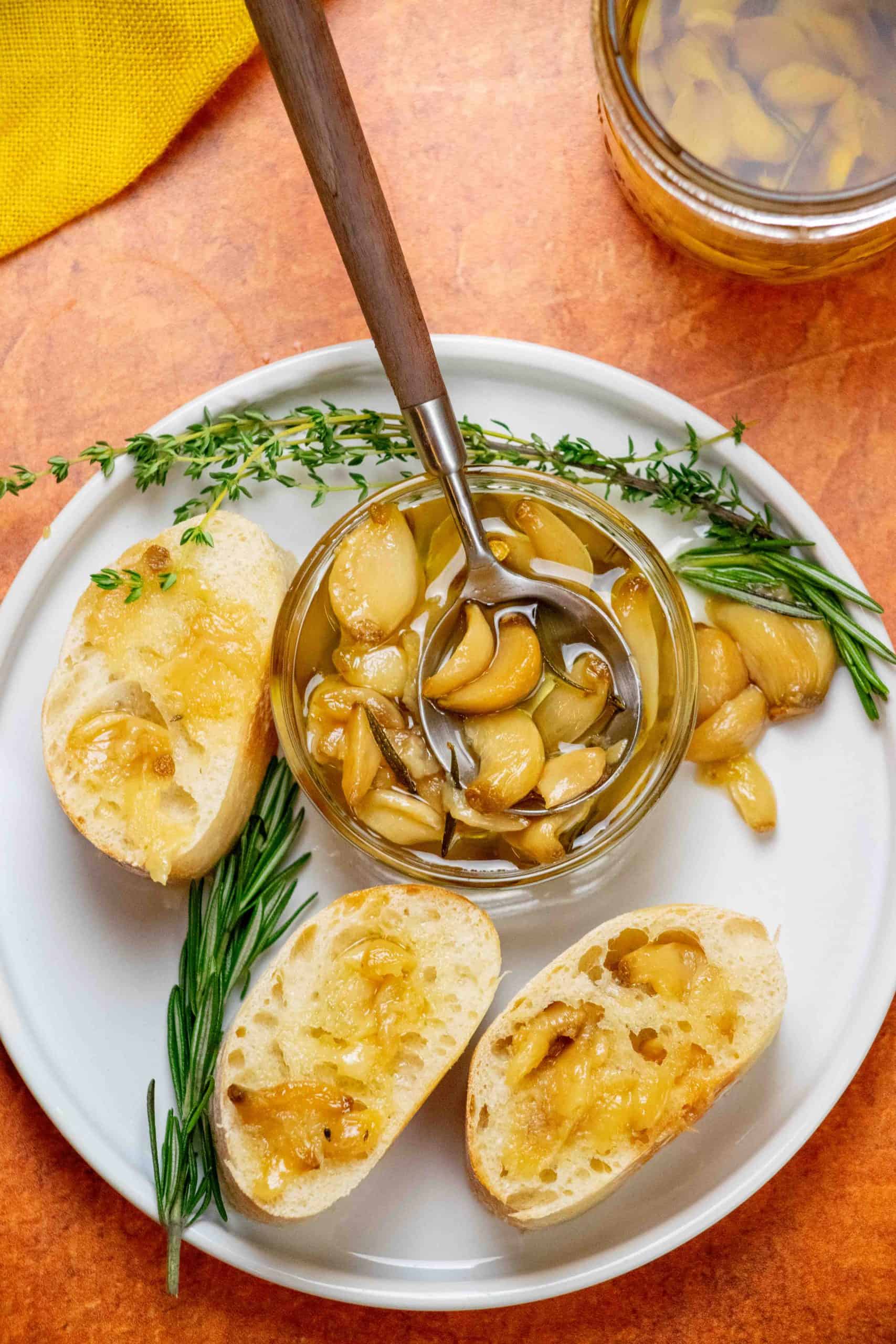 garlic confit stovetop method with herbs