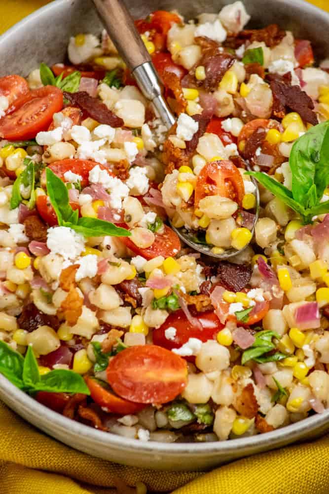 bowl of hominy salad