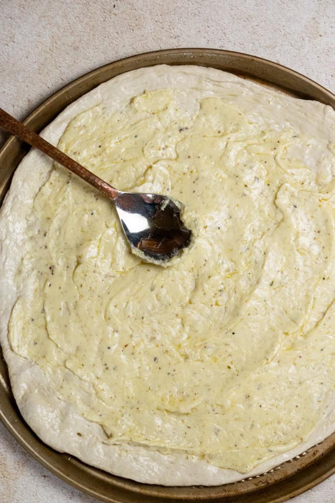 prep your dough, and layer on sauce