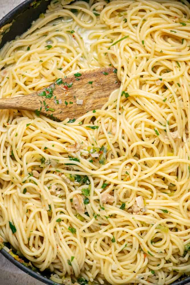 toss well, then serve with breadcrumb topping