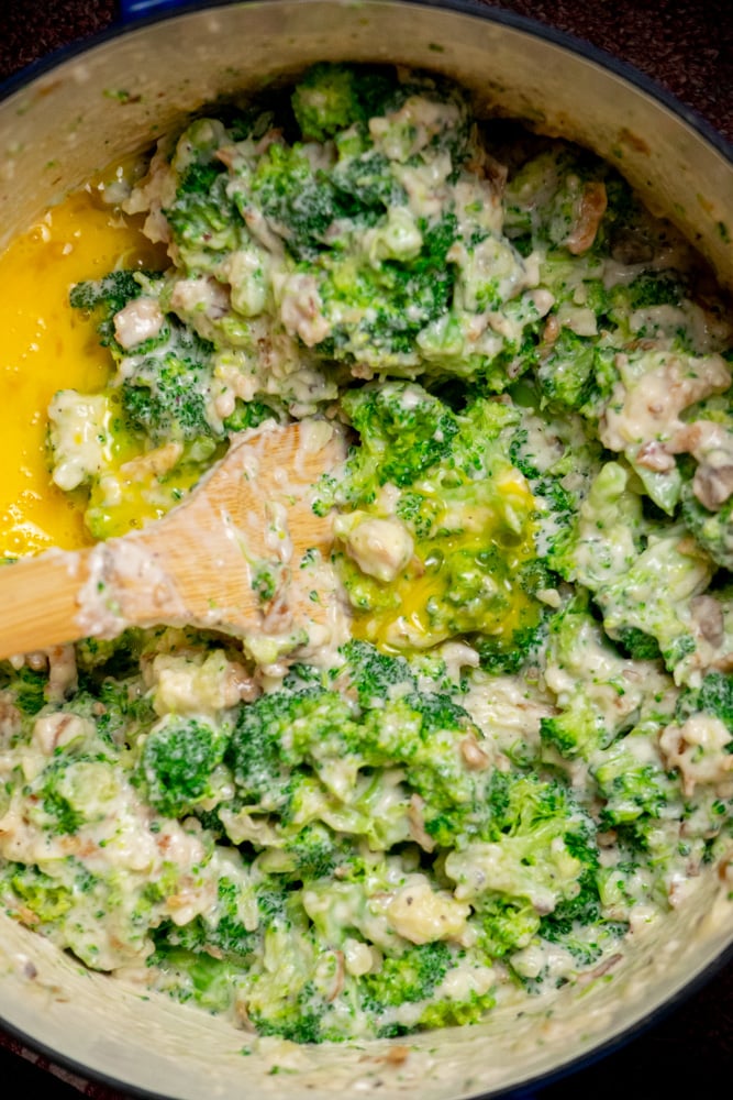 stir in eggs 