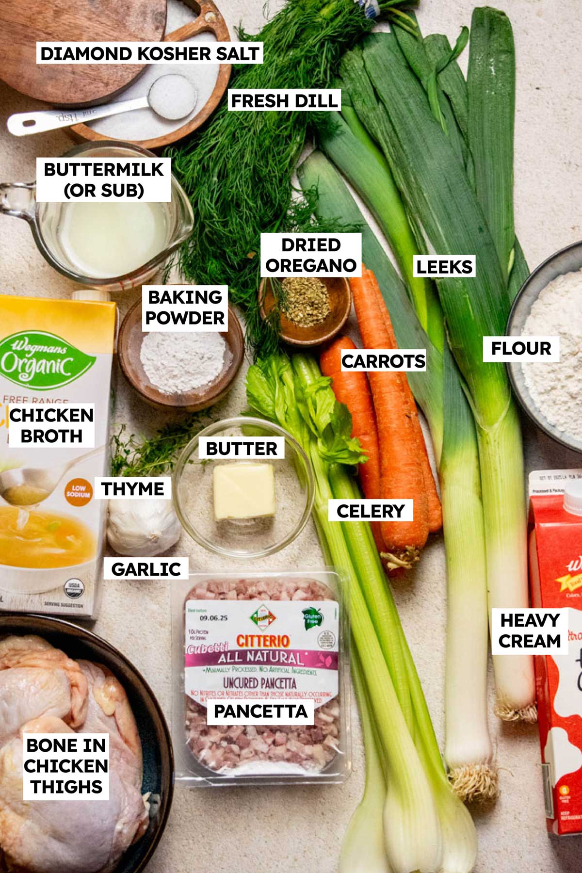 Chicken and Dumpling Soup with Dill and Pancetta Ingredients