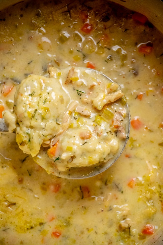 Chicken and Dumpling Soup with Dill and Pancetta