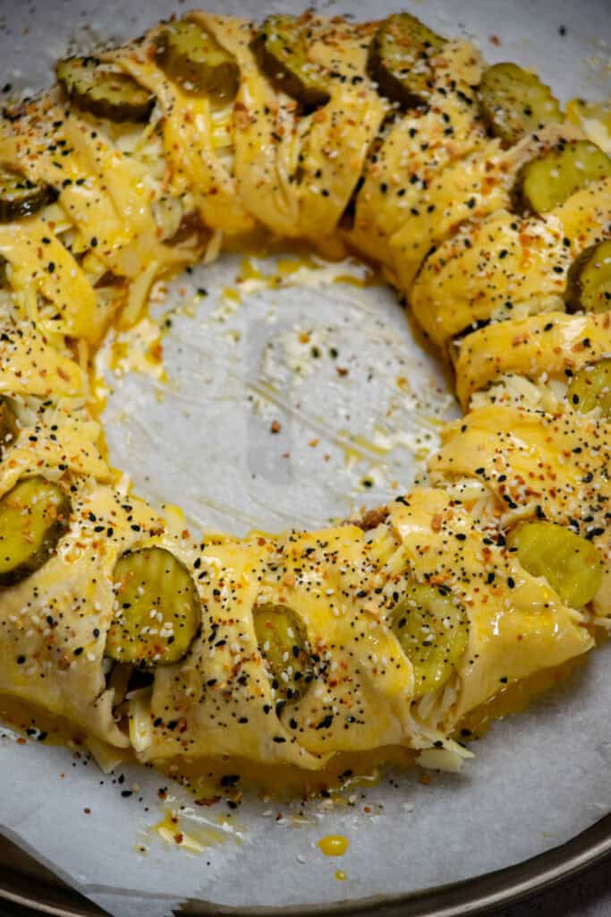 sprinkle everything bagel seasoning over top in an even layer. 