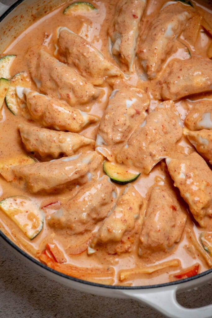 once all dumplings are coated, cover and bake for 30 minutes. 