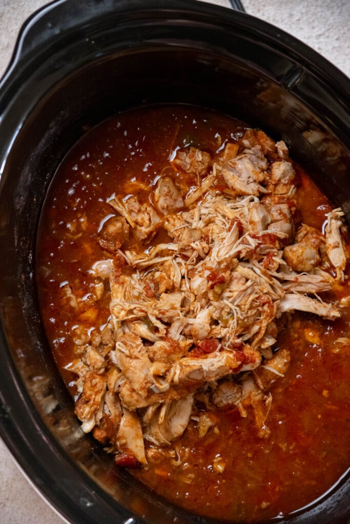 return chicken to crockpot