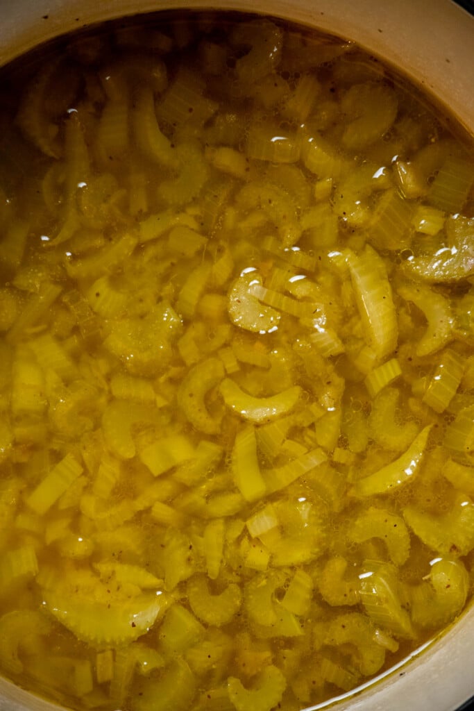 add broth to the pot