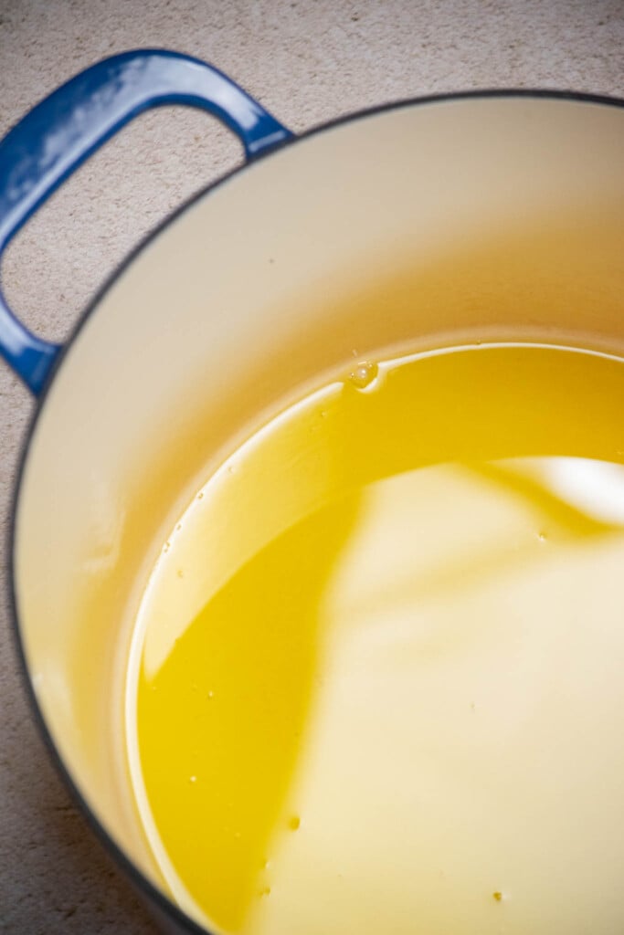 add olive oil to a large soup pot or Dutch oven