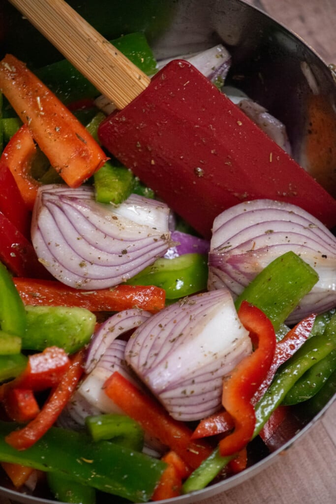 toss gently, until all veggies are well coated