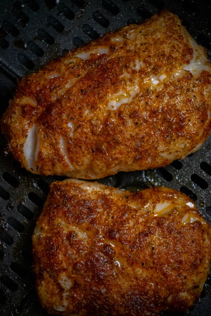 air fry the cod filets for 8 minutes, being sure to not overcrowd the basket. Fish is done when the internal temperature reaches 145 degrees f. 