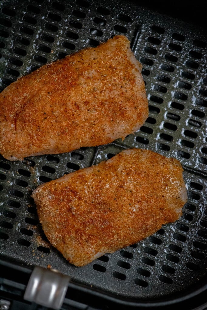 preheat your air fryer for 3-5 minutes to get it nice and hot. Spray basket with cooking spray to prevent sticking, and place filets in the basket. 