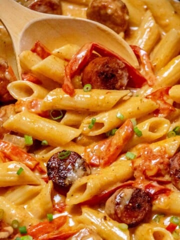 One Pot Creamy Cajun Andouille Sausage Pasta