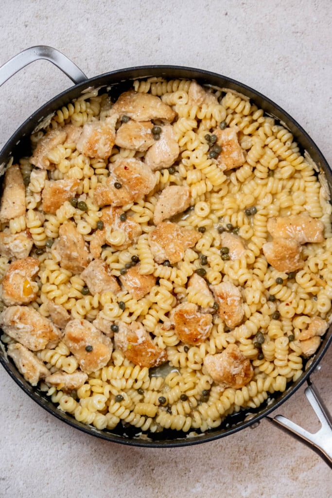 Stir well, and add pasta water as needed to give the sauce a glossy finish 