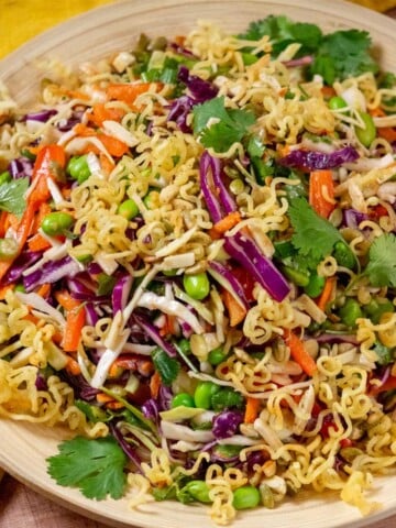 Asian Cabbage Salad with Crispy Ramen Topping