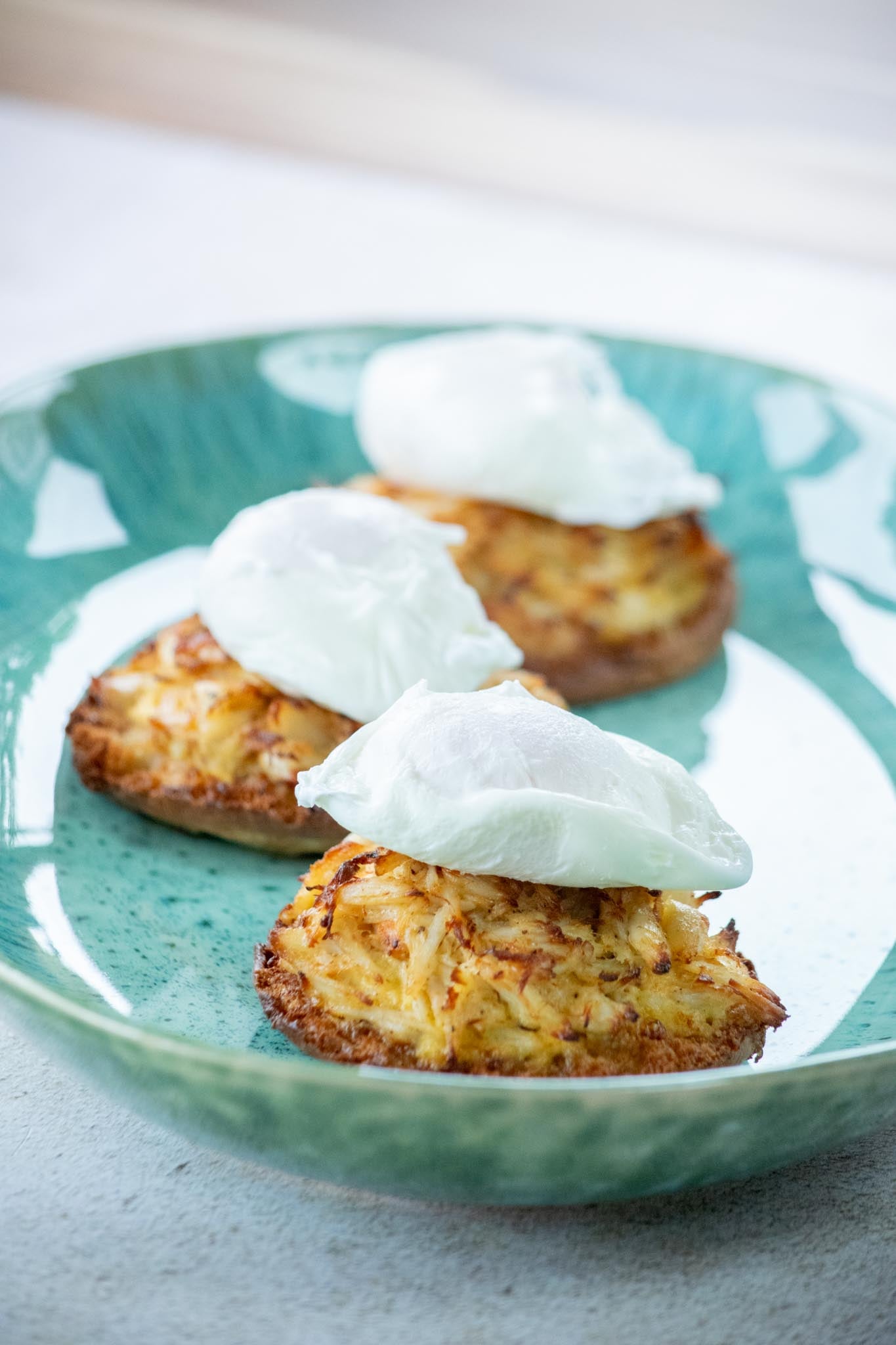 English muffins topped with poached egg.